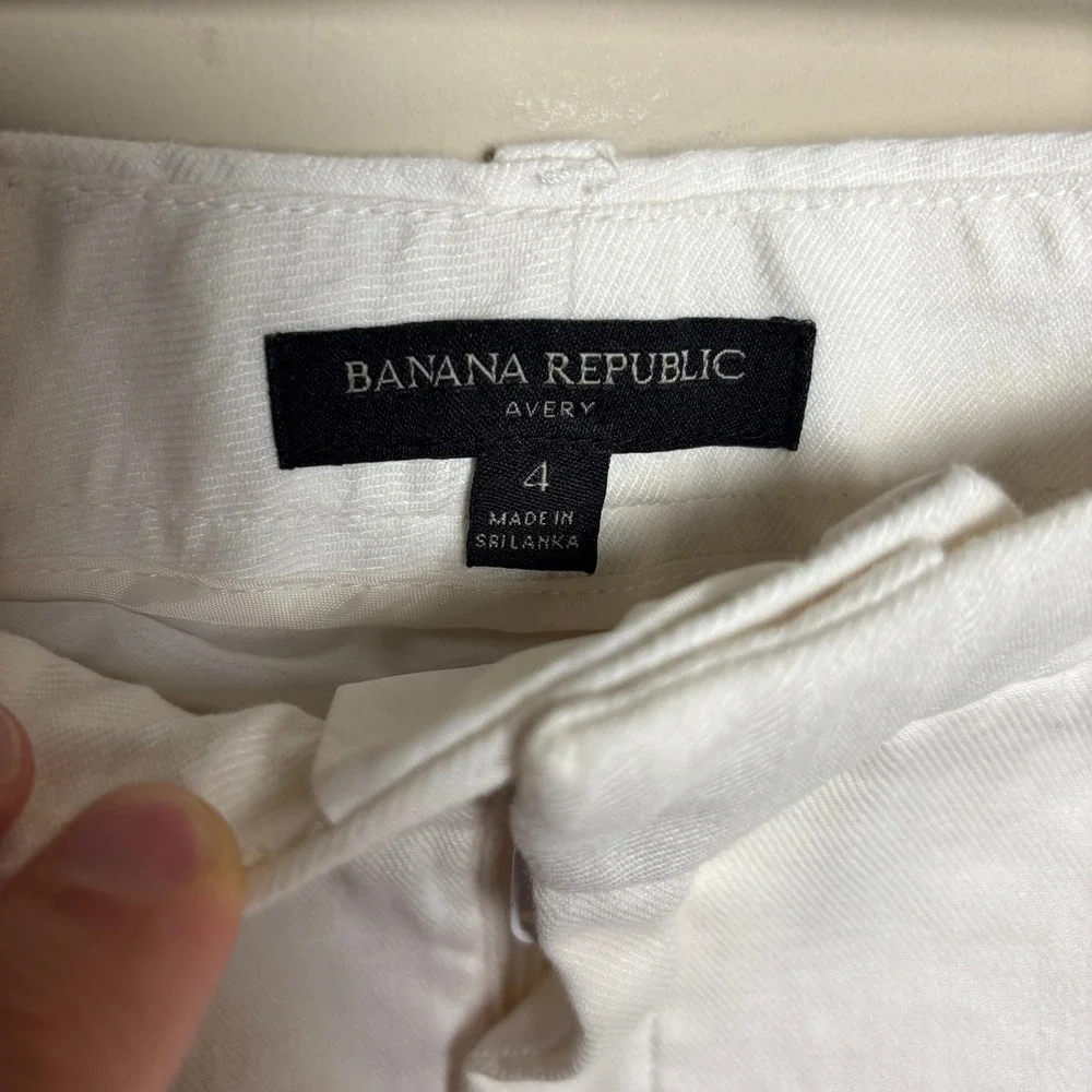 Banana Republic Off White Straight Leg Ankle Cropped Chino Trouser Pants Women 4